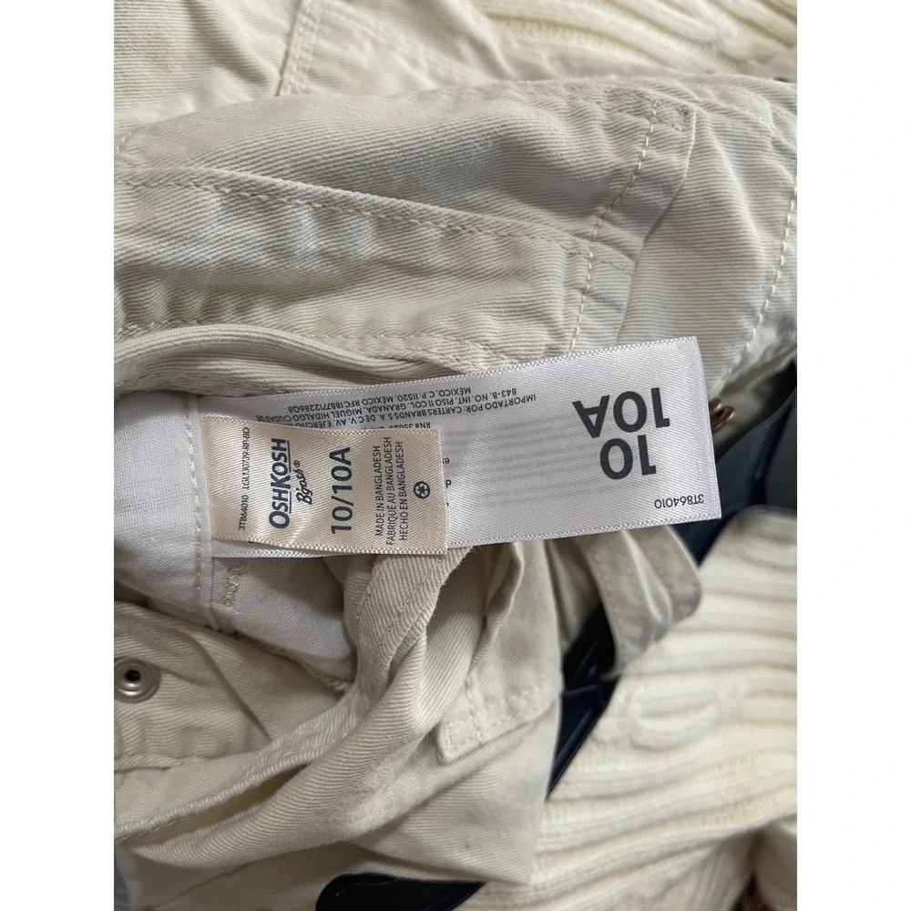 OshKosh Bgosh Kids Cream Off White Vestbak Cotton Twill Overalls Size 10